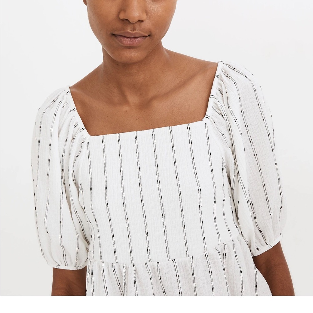 Madewell white and black Puff-Sleeve Empire Top XS NWT - Picture 4 of 7